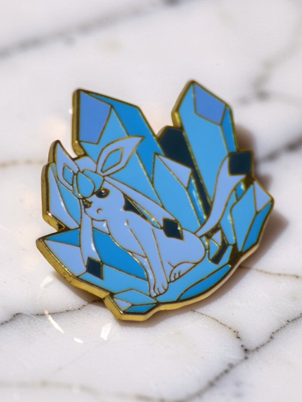 Glaceon Ice Crystal Enamel Pin | Eeveelution Collector Brooch